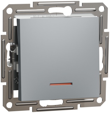 Выключатель клавишный Schneider Electric Asfora, сталь