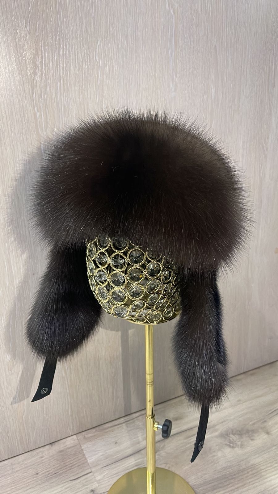Ушанка SemiFur размер 57, черный, коричневый