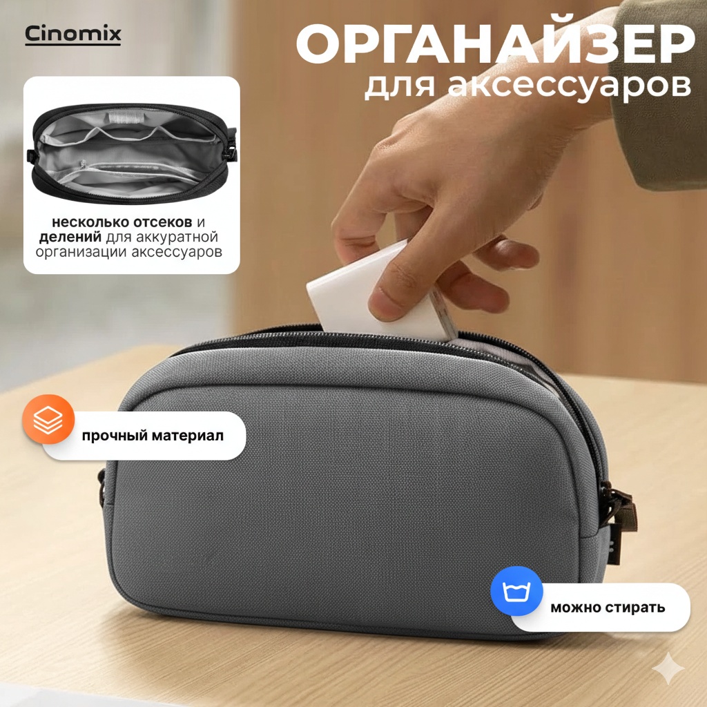 CINOMIX органайзер для аксессуаров 23x6x13 см, текстиль, полиэстер