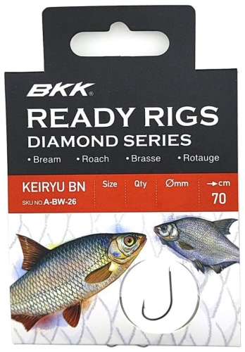 Крючок для рыбалки BKK Поводки с крючками Ready Rig Diamond - Keiryu BN №6, Ø 0.18, 70cm — A-BW-2618 одинарный черный 10 шт