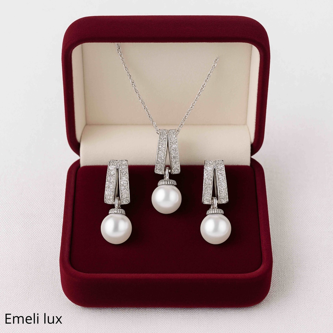 Emeli lux 007 вес 6.5 г серебро, сплав покрытый серебром 925, культивированный жемчуг
