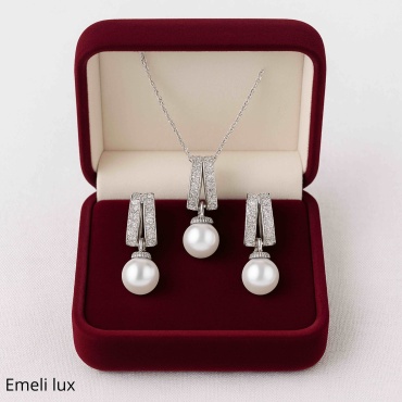 Emeli lux 007 вес 6.5 г сплав покрытый серебром 925, культивированный жемчуг