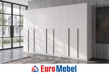Распашной шкаф Euromebel ШК 5, 360.3x221.6х50.6 см, белый