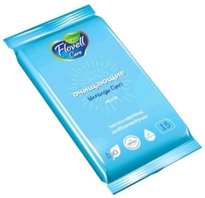 Влажные салфетки Flovell Care Lovell Care очищающие Б/з 15 шт синий 15 шт