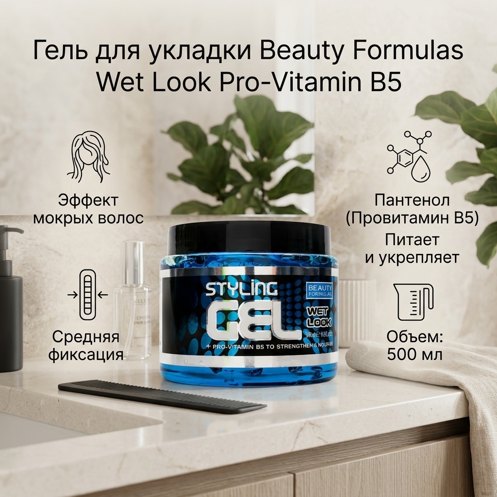 Beauty Formulas Wet Look Pro-Vitamin B5 гель средняя фиксация 500 мл