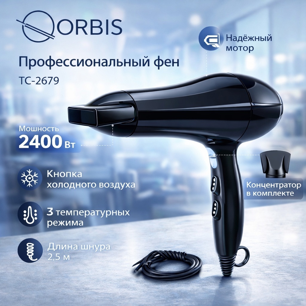 Фен ORBIS TC-2679 фен черный