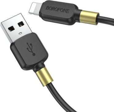 Кабель Borofone USB 2.0 (F), Lightning (M), 1 м, черный