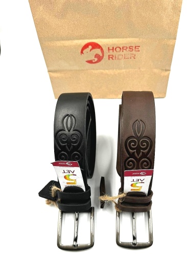 Ремень Horse rider натуральная кожа 130 см черный