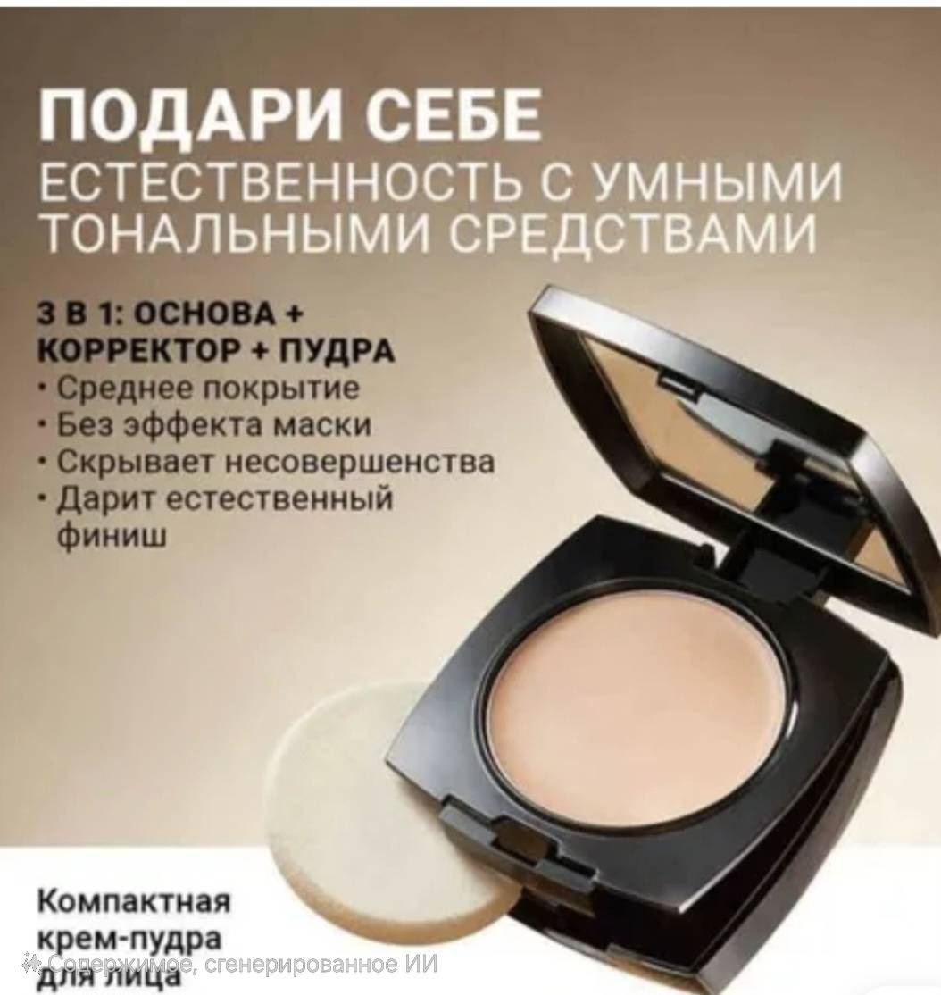 Пудра Avon натуральный бежевый кремовая 245N(Natural Beige) бежевый