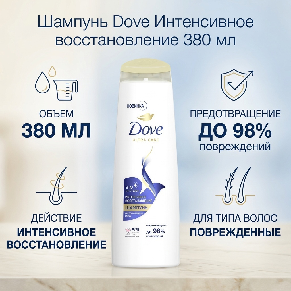 Dove Интенсивное восстановление шампунь 380 мл
