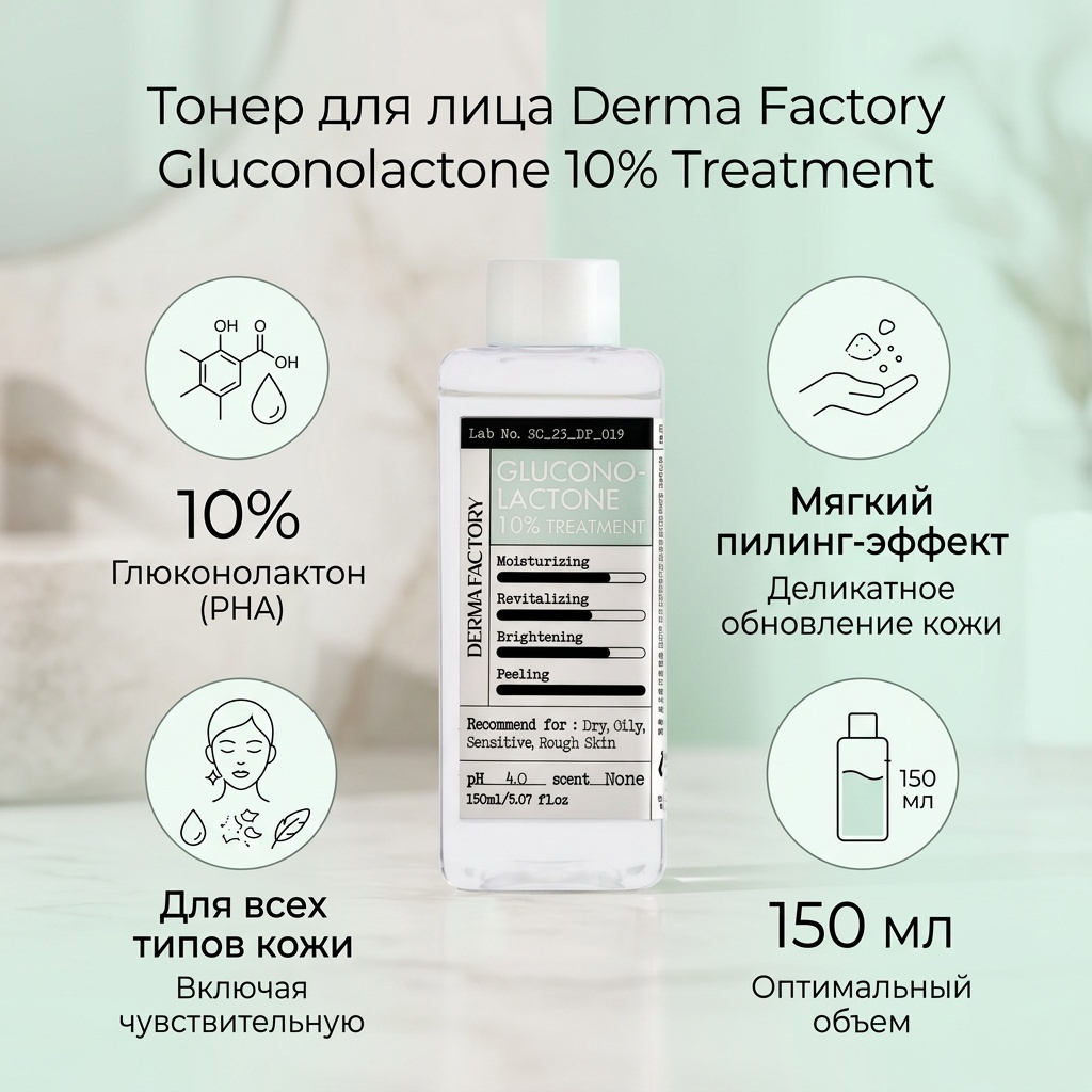 Derma Factory тонер Gluconolactone 10% Treatment 150 мл
