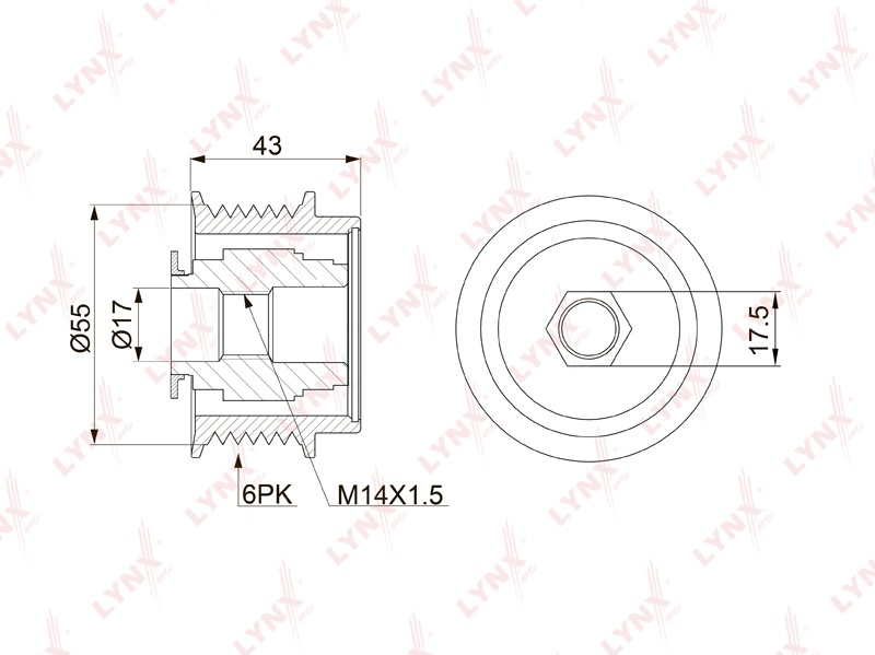 LYNXauto шкив генератора PA1149