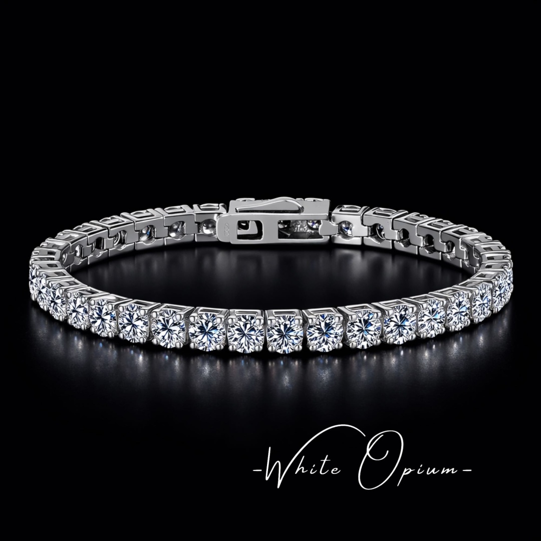 White Opium TenBr 4 мм длина 18 см, вес 12 г серебро, плетение теннис