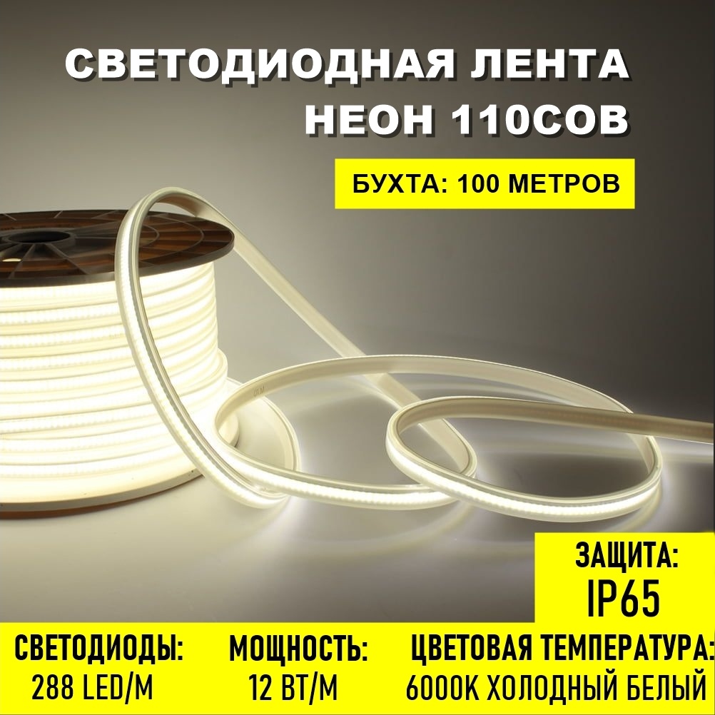 Светодиодная лента Prosvet холодный белый 100 м