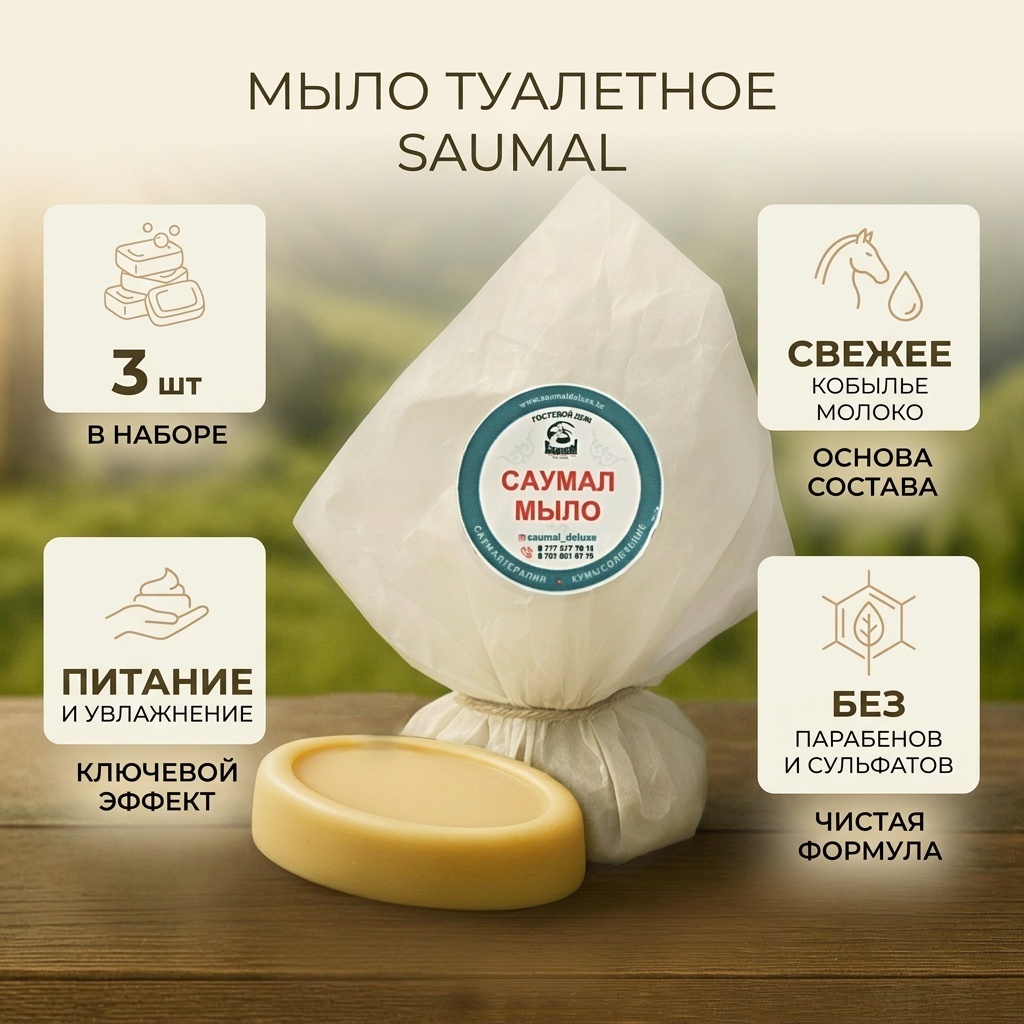 Кусковое мыло туалетное Saumal Саумал Без аромата 3 шт