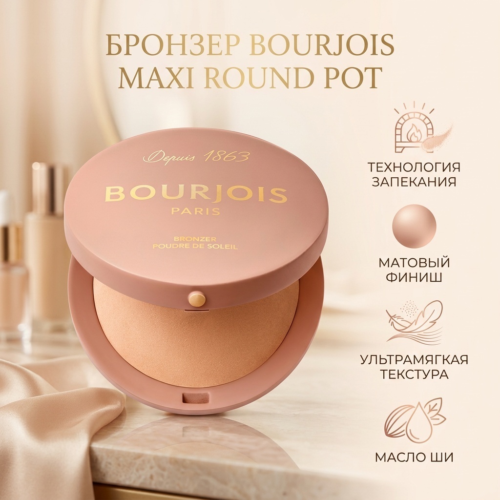 Bourjois Maxi Round Pot Bronzer бронзер Light Medium