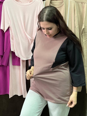 Лонгслив MAMA Maternity коричневый
