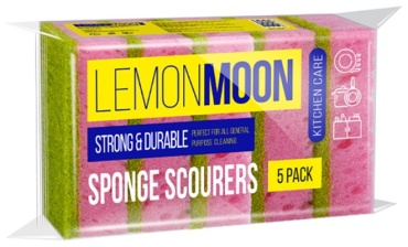 Губка для посуды Lemon Moon Цвет зеленый-желтый L006 5 шт, полиуретан, абразив