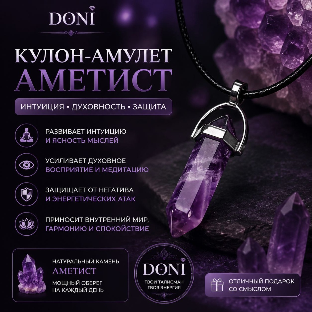 Подвеска бижутерный сплав, аметист