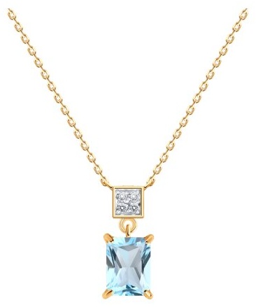 Колье Diamant 51-370-02948-2 длина 45 см вес 2.63 г золото, топаз, фианит