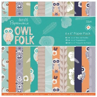 Набор бумаги для скрапбукинга односторонней "Owl Folk" 15х15 см 32 листа PMA160193