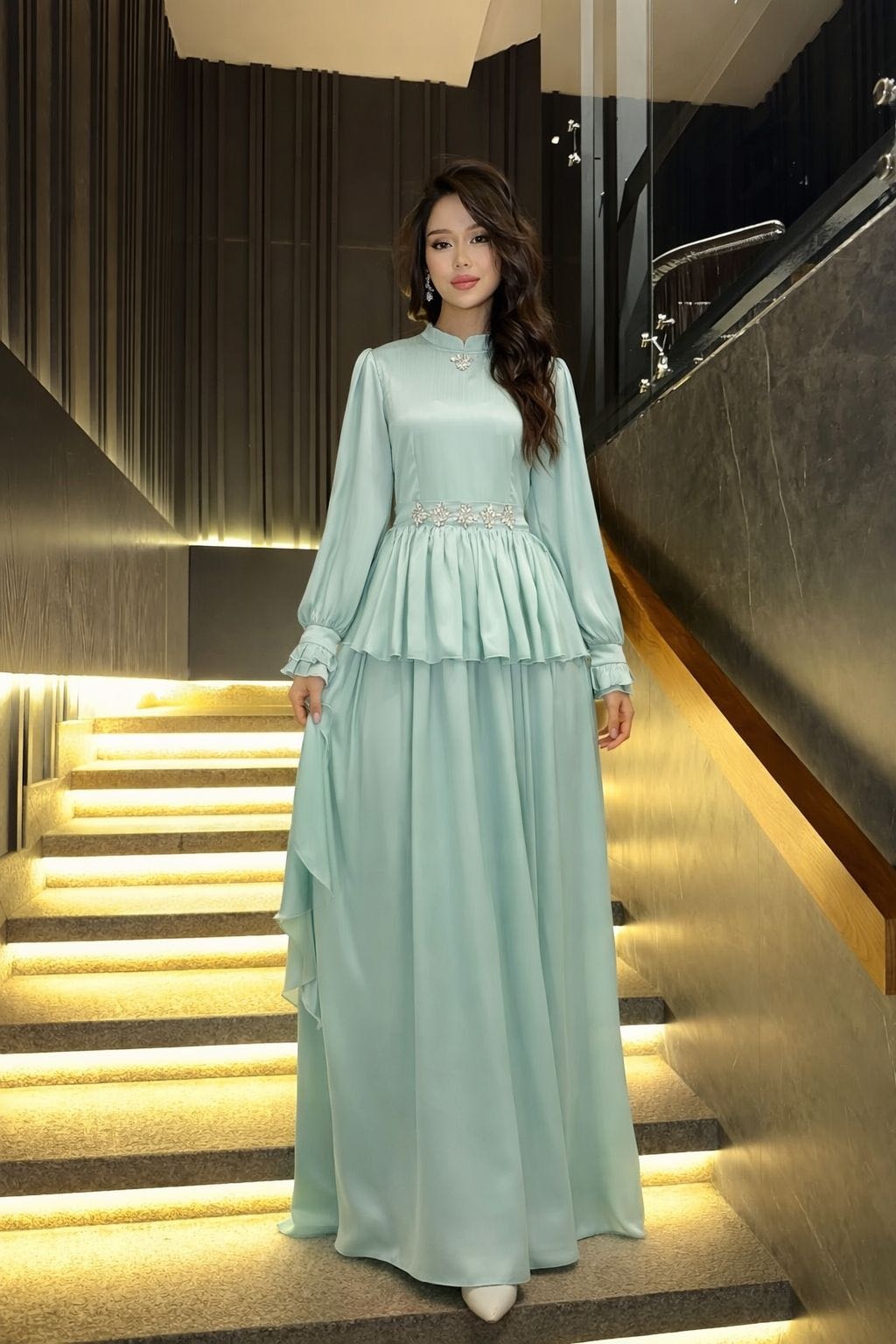 Национальный костюм QAZAQ FASHION зеленый, бирюзовый