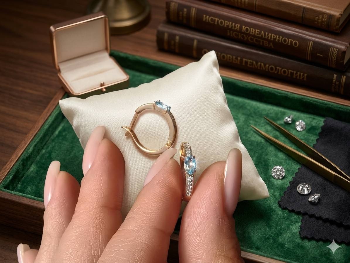 Серьги латунь, топаз, фианит