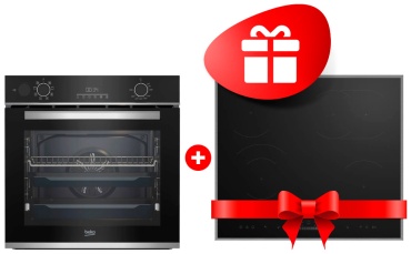 BEKO BBIS13300XMSE черный, стальной + варочная поверхность HIC 64503 TX