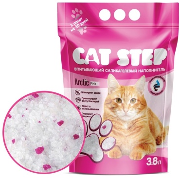 CAT STEP Arctic Pink силикагелевый впитывающий 3.8 л