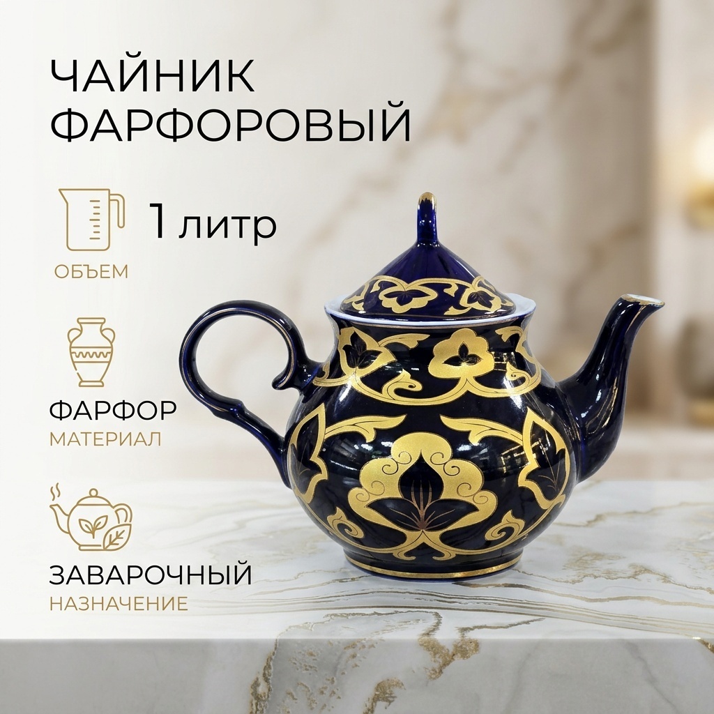 Чайник 30439881_234653621 1 л, фарфор