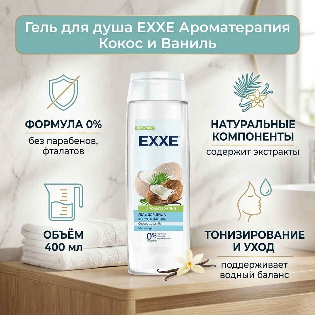 EXXE Ароматерапия Кокос и Ваниль гель 400 мл