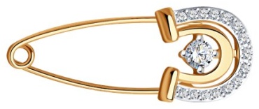 Булавка LUXOR JEWELRY 040203 вес 1 г золото, фианит