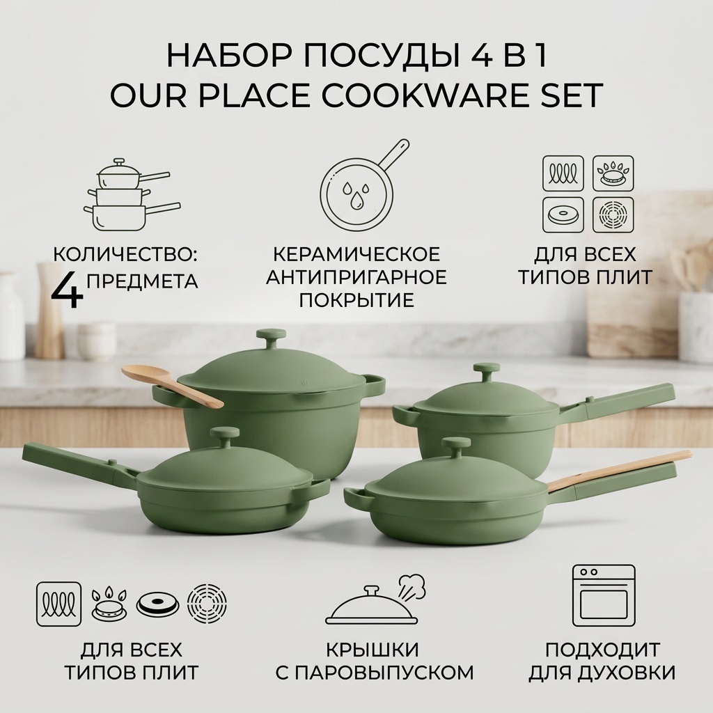 Смешанный набор OUR PLACE Green 4 в 1
