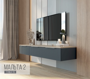 ТВ-тумба навесная АСМ Модуль Мальта 2, 149.2x22.1x40 см, графит