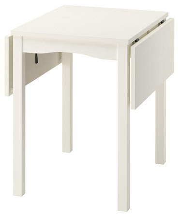 Раздвижной стол IKEA HAUGA, 74х82x75 см, шпон, белый