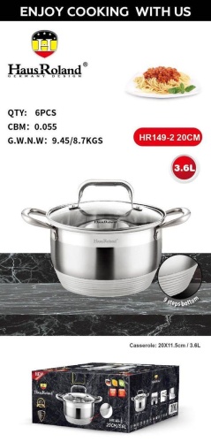Кастрюля 3.6 л, Haus Roland HR-149-2 нержавеющая сталь