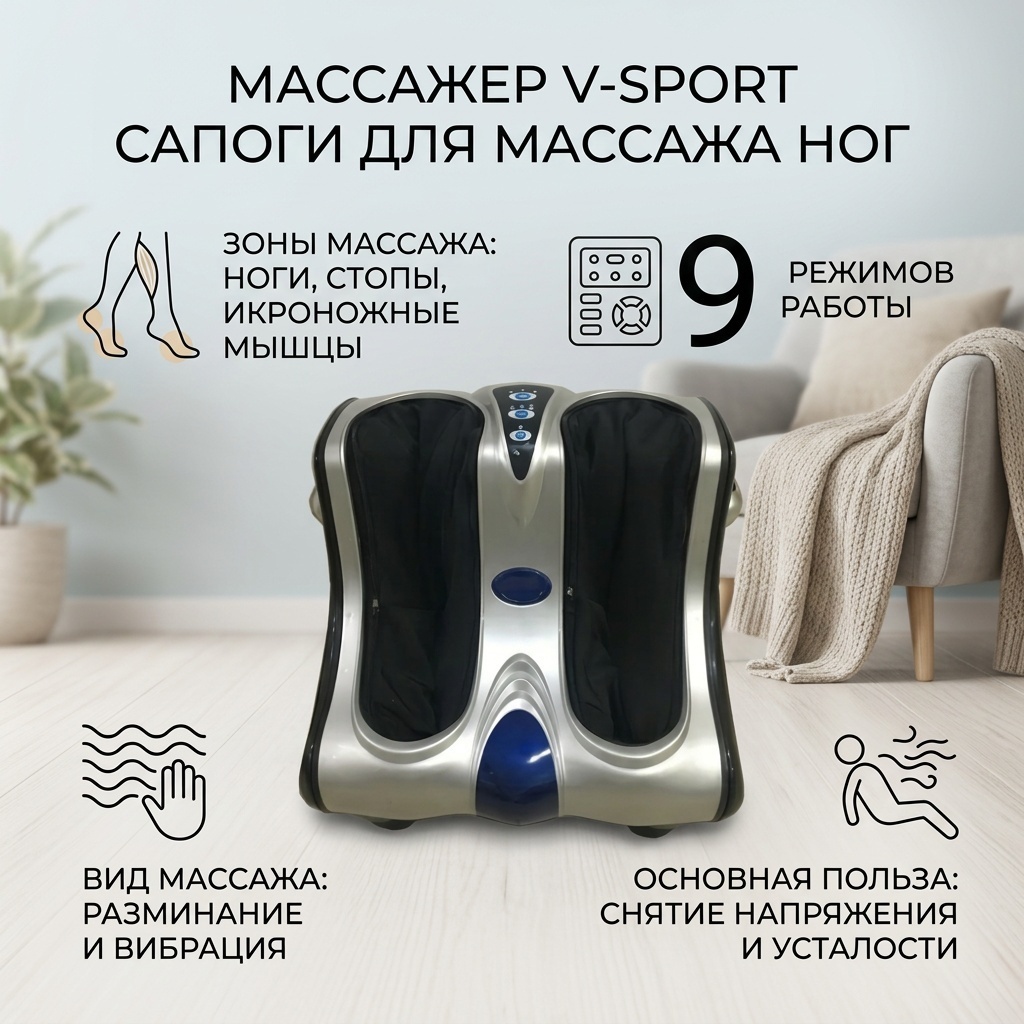 Массажер V-Sport Сапоги для массажа ног напольный вибрационный