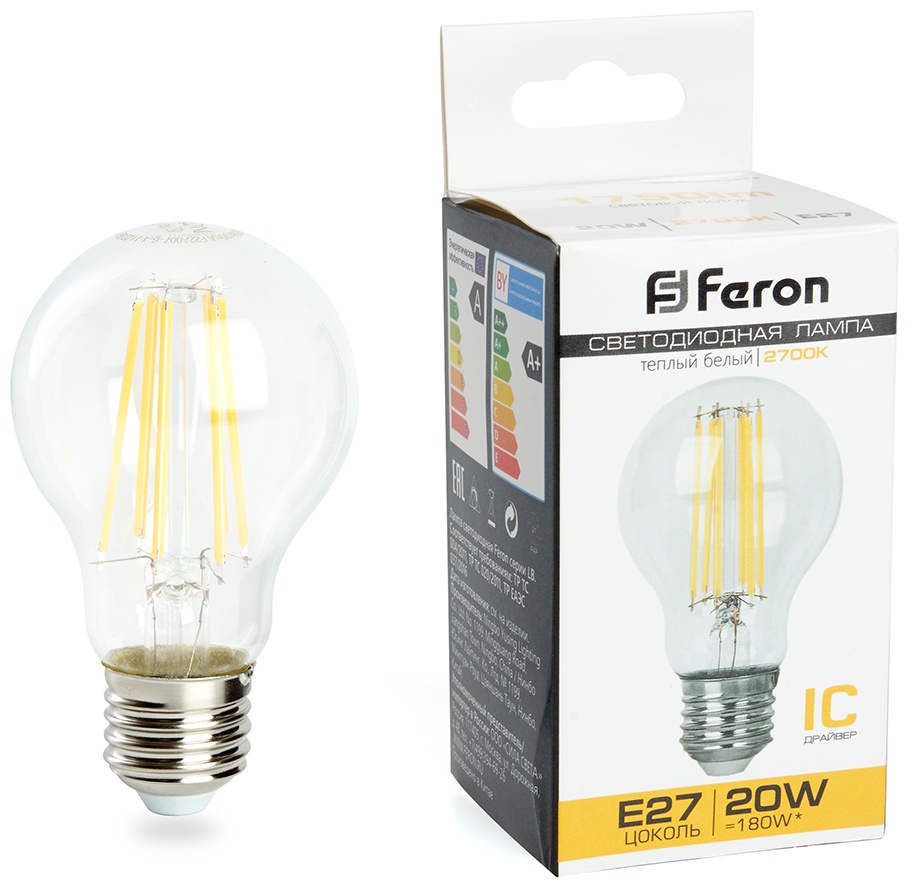Feron 20W E27, светодиодная, теплый белый