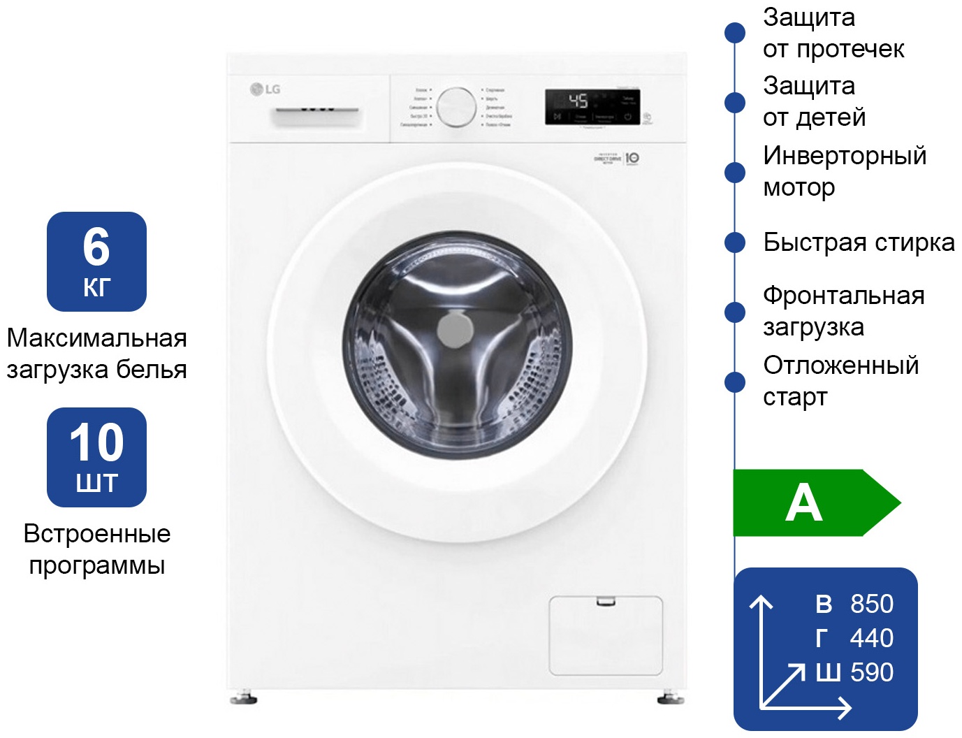 Стиральная машина LG F2Y1NS3W белый