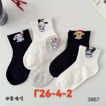 Носки Jaily Куроми Носки для девочек 0555 5 пар черный, серый, белый 4-6 лет