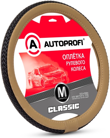 AUTOPROFI оплетка PU-810 BK/D.BE (M) 37-39 см M бежевый, черный