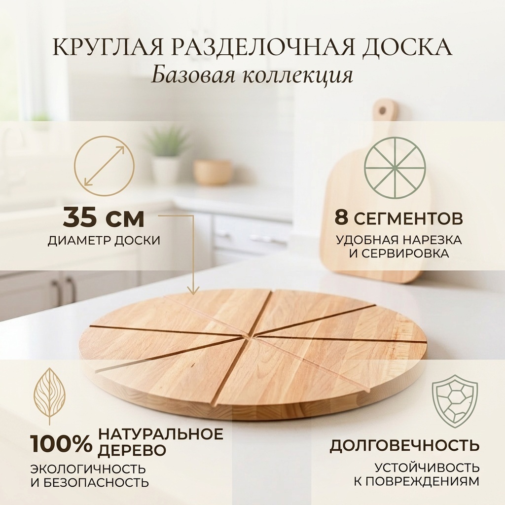 Разделочная доска Базовая коллекция 905417 1 шт, дерево