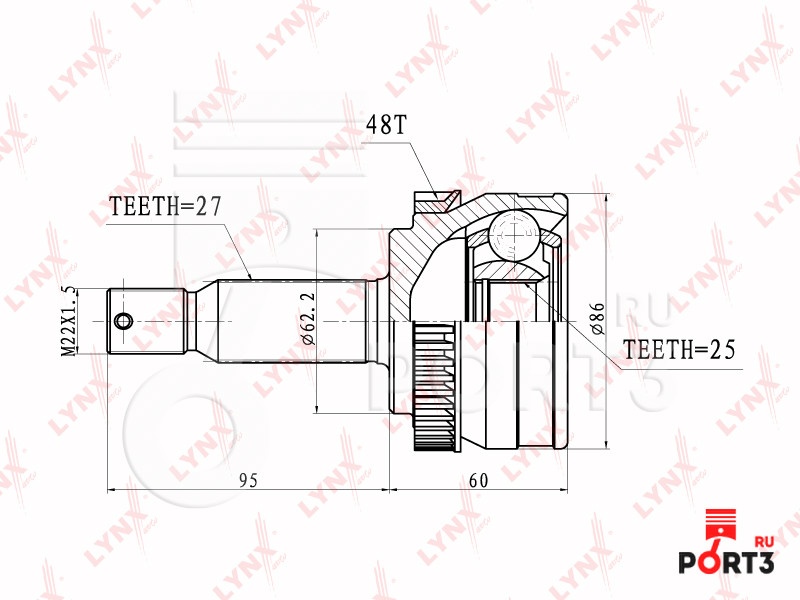 LYNXauto шрус наружный CO3626A