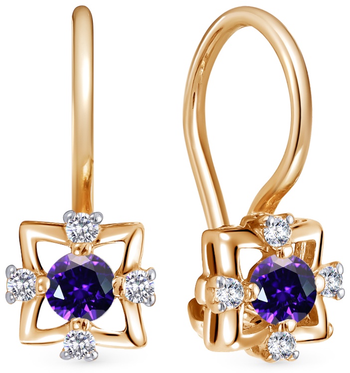Серьги Lucente EAR-LU-585-109153 вес 1.2 г золото, фианит