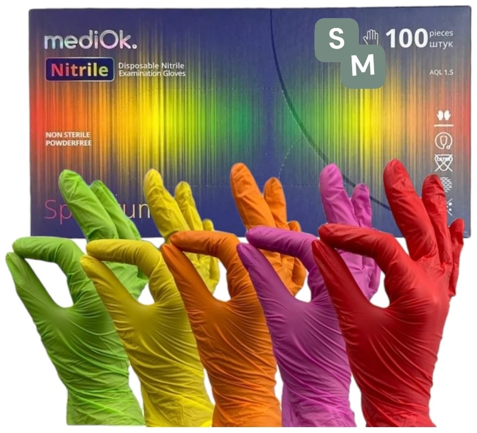 MediOk перчатки Spectrum 6806M мультиколор 100 шт