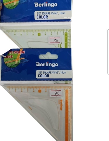 Линейка Berlingo Угольник 45/45⁰ 10 см, 10 см, 1 шт, пластик, мультиколор