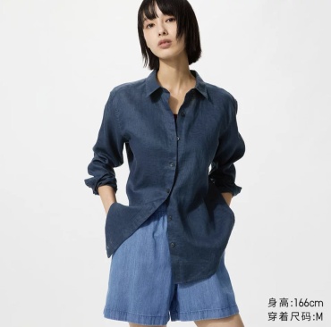 Рубашка Uniqlo темно-синий