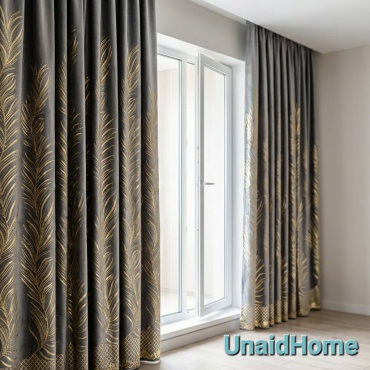 Портьеры UnaidHome 400x295 см 2 шт, велюр, серый