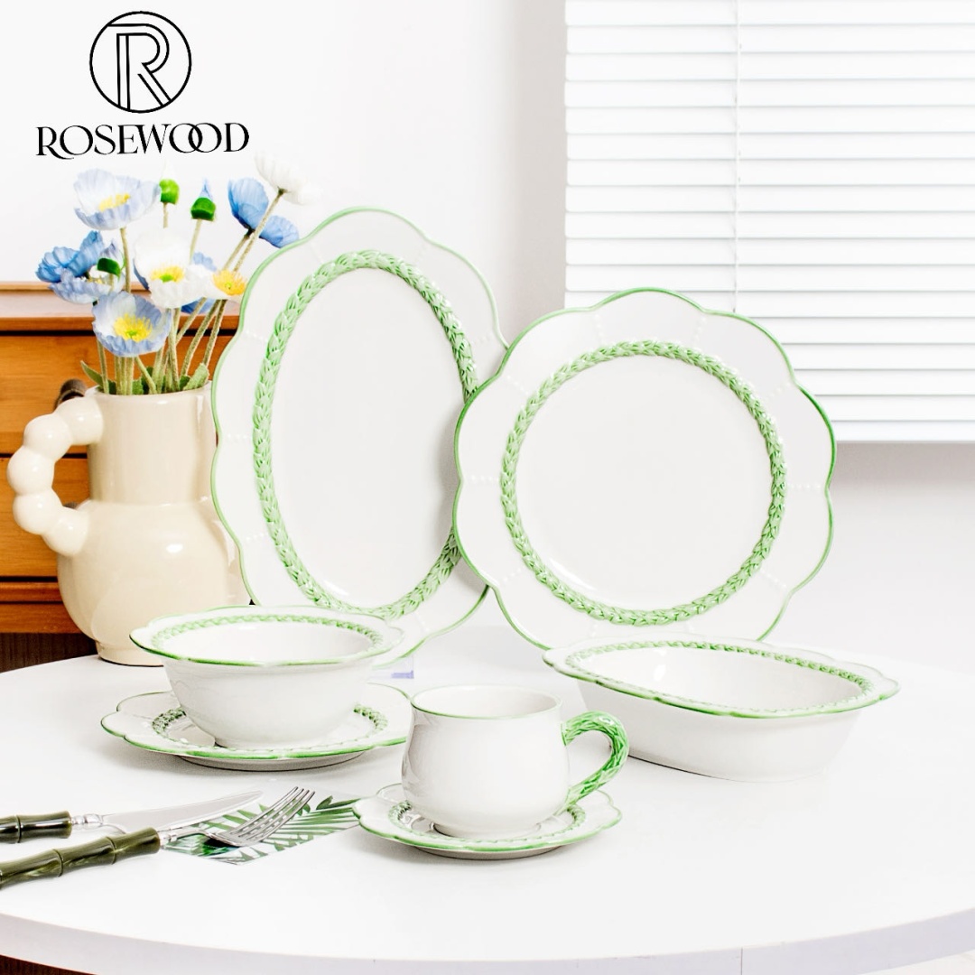 Сервиз на 6 персон Rosewood Green Lace, предметов: 34, чайно-столовый, фарфор