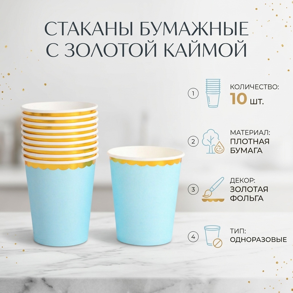 Стакан 550-039/9 голубой 10 шт